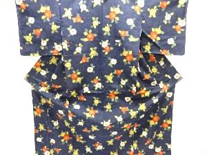 クリスマスセール大特価品　未使用品　抽象椿模様織り出し十日町紬着物